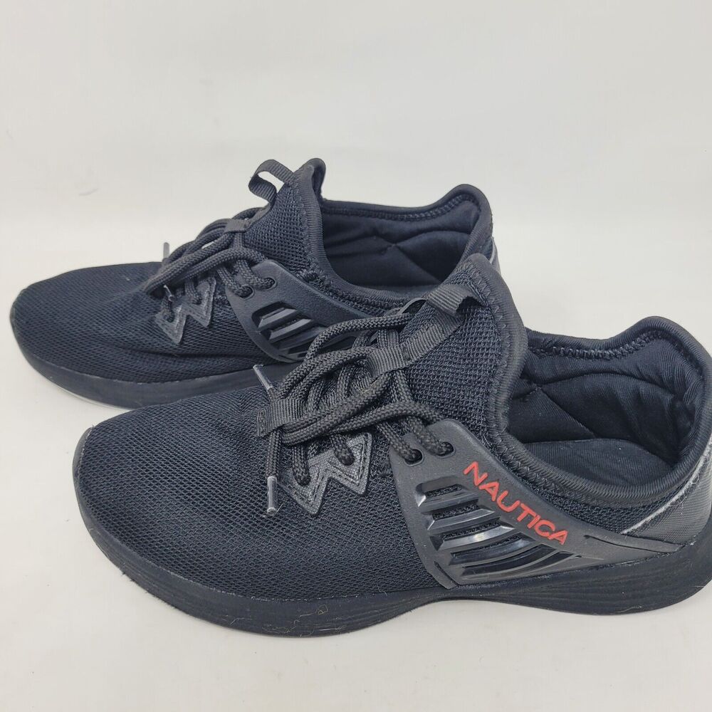 Nautica Little Boys Girls UnisexOutline Saga Sneakers Black- Red Athletic Size 3
